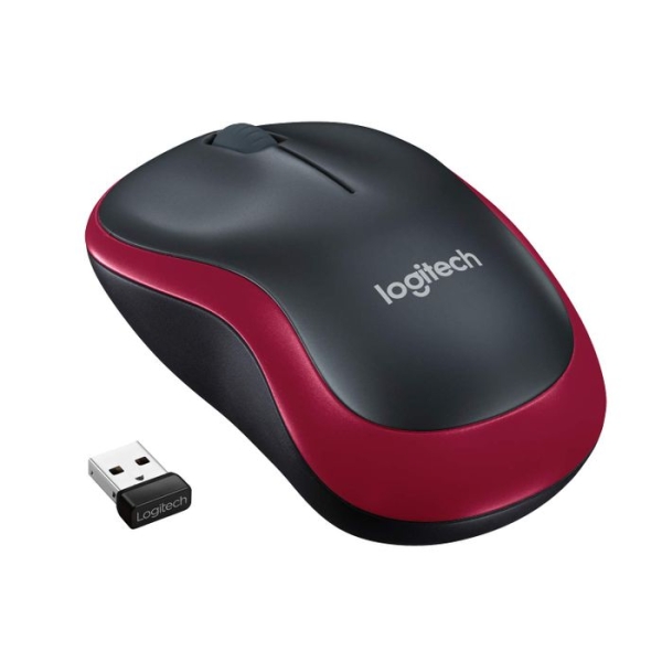 Souris sans fil Logitech M185 - Rouge, Connexion sans fil, Compatible PC Mac Linux, Usage bureautique