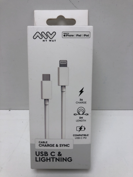 Câble Lightning Vers Usb-c Charge 60w Et Synchronisation 2m Blanc Myway