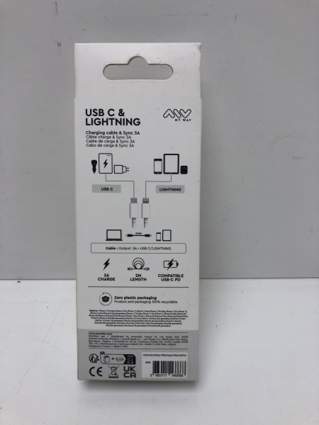 Câble Lightning Vers Usb-c Charge 60w Et Synchronisation 2m Blanc Myway