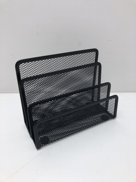 Trieur de courrier en maille métal noir - Organiseur de bureau pour documents et lettres