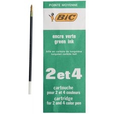 Recharge de stylo BIC 2-4 couleurs - Pointe moyenne Verte pour écriture précise et dessin