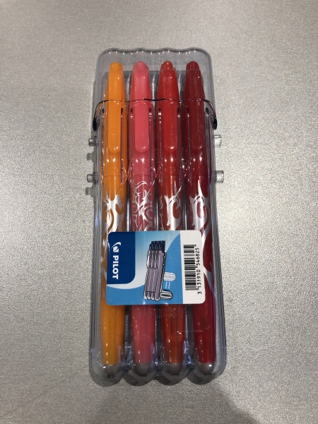 Etui à stylos Pilot Frixion + 4 stylos Frixion - Transparente, Matériau durable, Usage quotidien