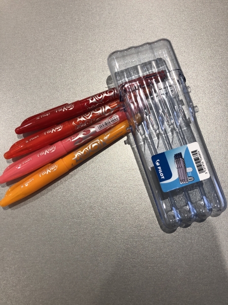 Etui à stylos Pilot Frixion + 4 stylos Frixion - Transparente, Matériau durable, Usage quotidien