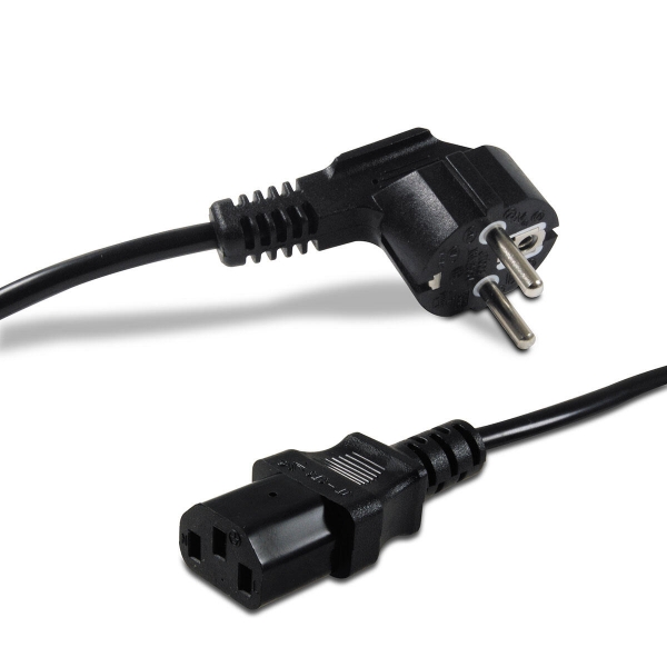 Câble d'Alimentation Secteur Bipolaire + Terre - Noir 1.5m pour Appareils Électriques