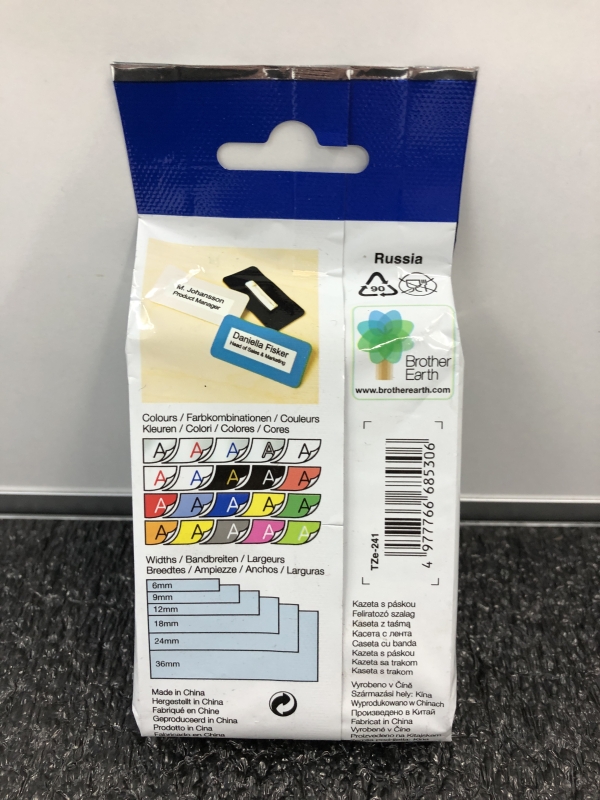 Ruban Brother TZe-241 - Lot de 2 x 18mm - Compatible avec imprimantes étiquettes pour bureau